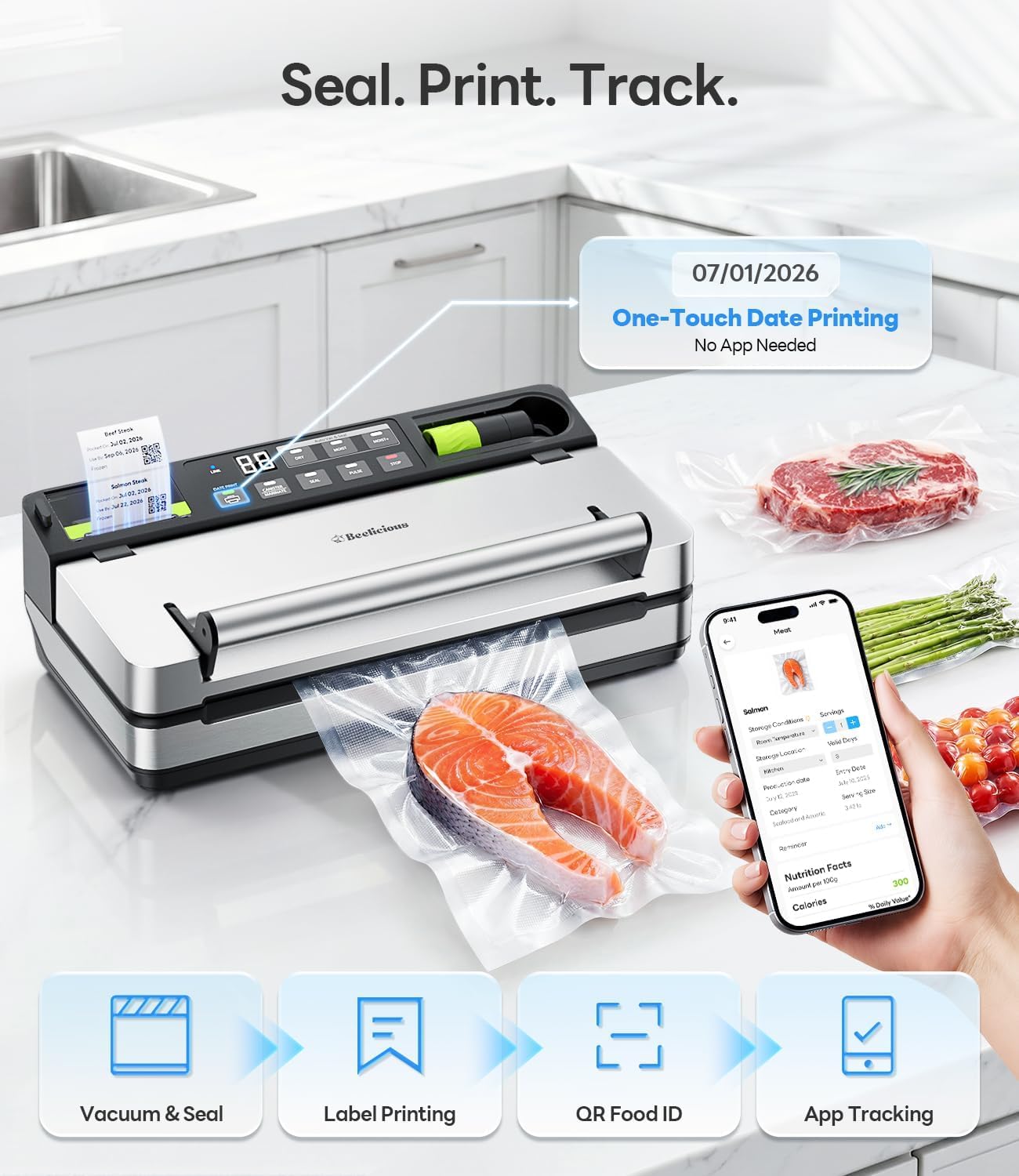 98kPa Smart Vacuum Sealer with FreshTrack Label Printing & Food Manager App customer photo 2
