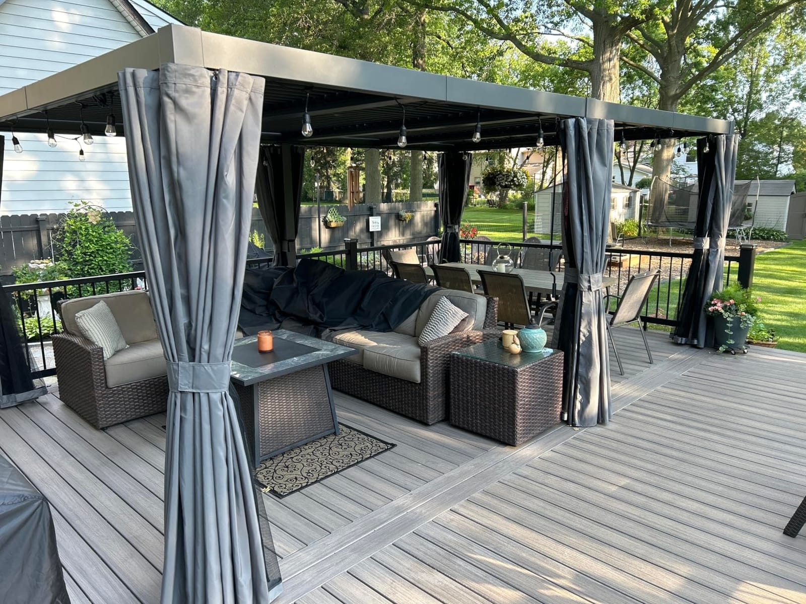 Aoxun Louvered Pergola 10x12 All-Aluminum, Waterproof Curtains and Netting customer photo 1