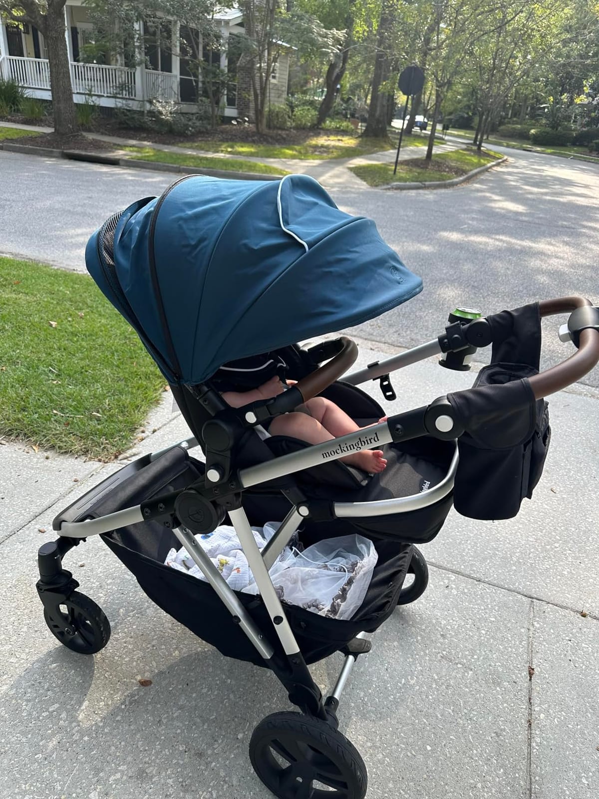 Mockingbird Single-to-Double Stroller 3.0 - Convertible Full Size Baby Stroller for 1, 2, or 3 Kids with 44 Possible configurations, Travel System Compatible - Black/Charcoal Frame/Penny Leather customer photo 1