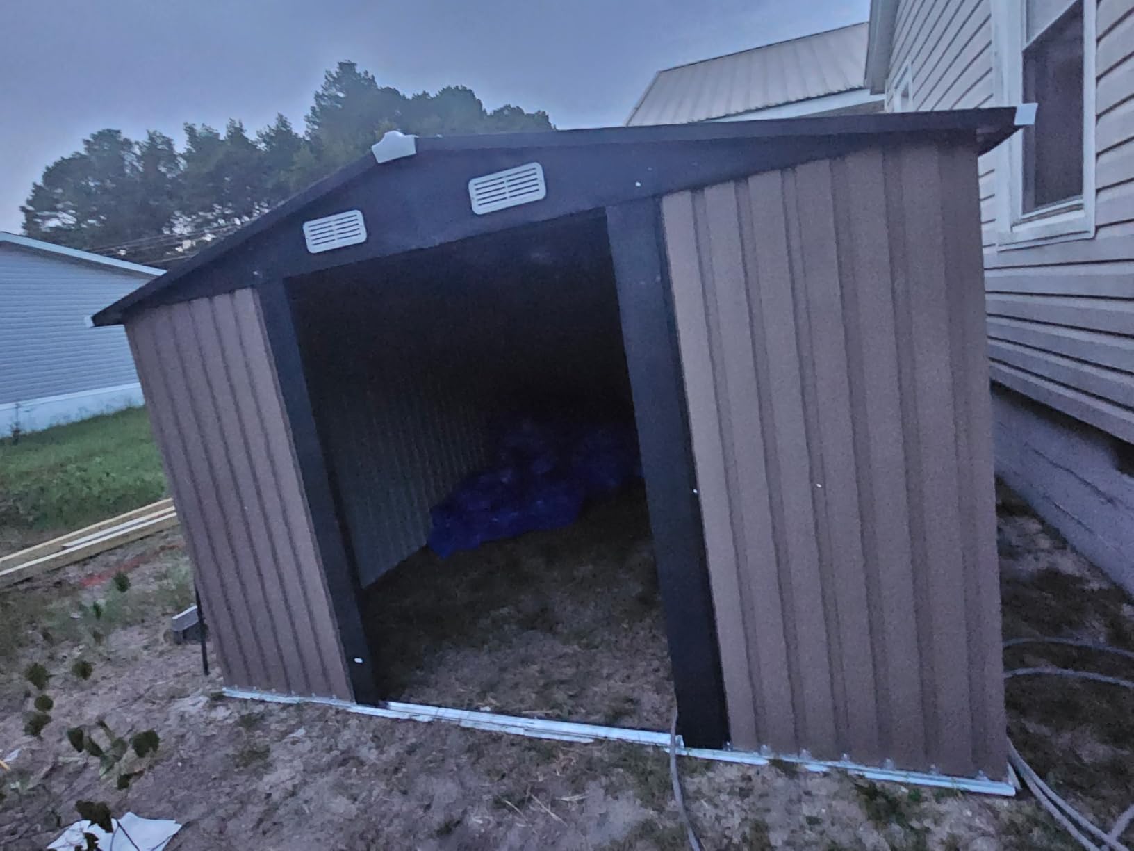 Aoxun 10x12 FT Outdoor Storage Shed with Lockable Double Door, Light Brown customer photo 2
