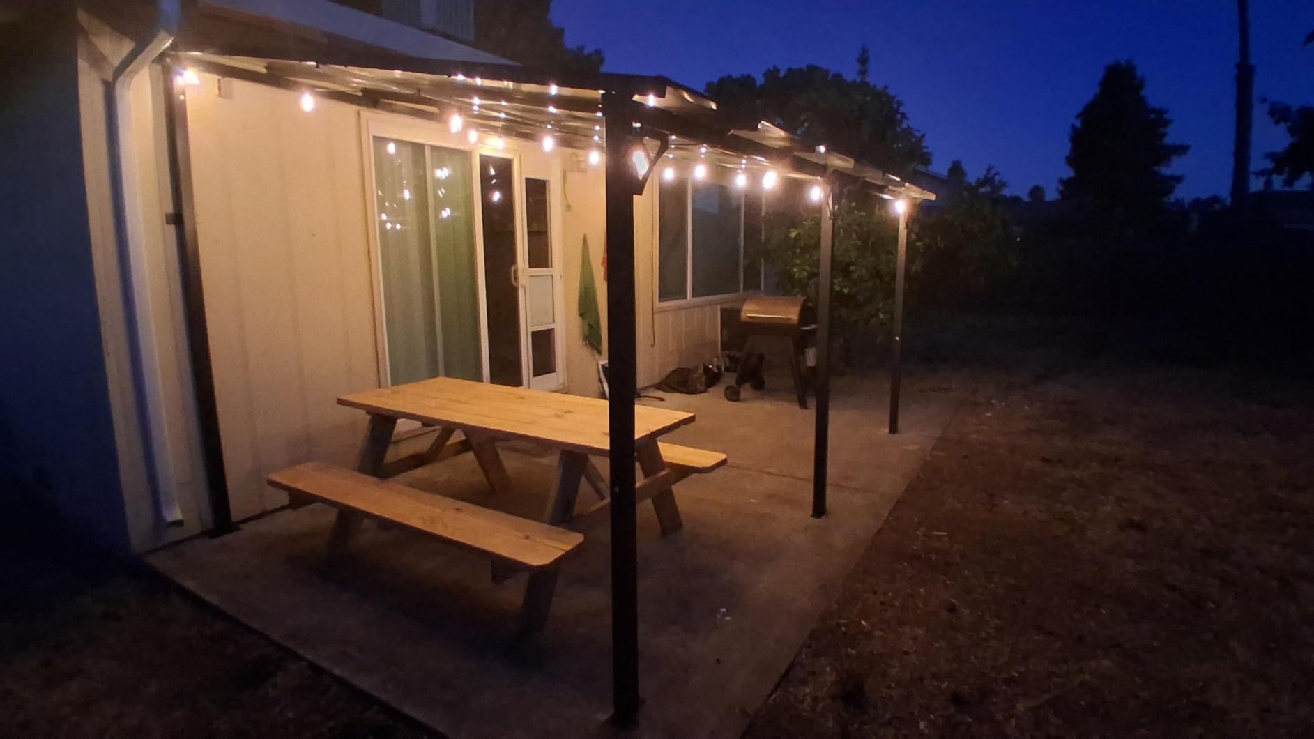 Aoxun 12'x6' Hardtop Grill Gazebo, BBQ Gazebo with Side Shelves, Black customer photo 1